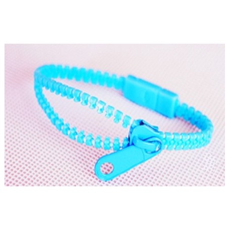 Neon Light Blue Zipper Bracelet
