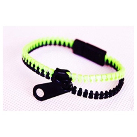 Two-Tone Light Green and Black Zipper Bracelet