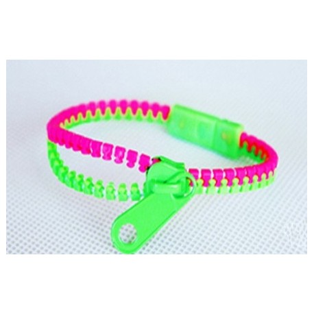 Two-Tone Pink and Green Zipper Bracelet