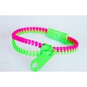 Two-Tone Pink and Green Zipper Bracelet