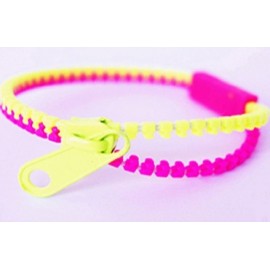 Two-Tone Light Green and Pink Zipper Bracelet