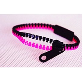Two-Tone Pink and Black Zipper Bracelet
