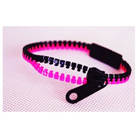Two-Tone Pink and Black Zipper Bracelet