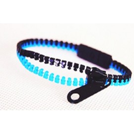 Two-Tone Black and Medium Blue Zipper Bracelet