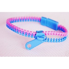 Two-Tone Lavender and Light Blue Zipper Bracelet