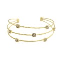 Wire Twist Bracelet With Square Crystal -Gold