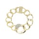 Crystal Accented Link Bracelet With Magnetic Closure - Gold