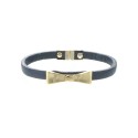 Adorable Bow-Tie Faux Leather Bracelet With Magnetic Closure - Grey