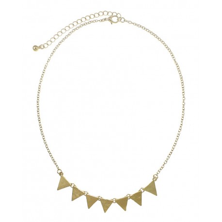 Textured Triangle Link Necklace - Gold