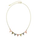 Textured Triangle Link Necklace - Multi