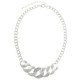 Textured/Crystal Pave Chain Statement Necklace - Silver