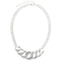 Textured/Crystal Pave Chain Statement Necklace - Silver