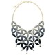 Bead Link Statement Necklace With Earrings- Black