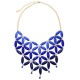Bead Link Statement Necklace With Earrings- Blue