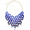 Bead Link Statement Necklace With Earrings- Blue