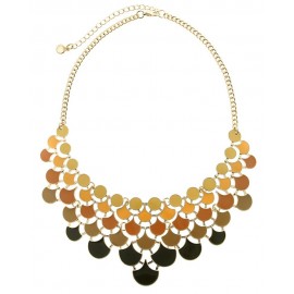 Enamel Plated Metal Statement Necklace With Earrings- Yellow