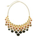 Enamel Plated Metal Statement Necklace With Earrings- Yellow