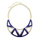 Enamel Aztec Statement Necklace With Earrings - Blue