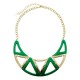 Enamel Aztec Statement Necklace With Earrings - Green