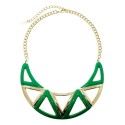 Enamel Aztec Statement Necklace With Earrings - Green