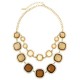 Acrylic Stone Statement Necklace With Earrings - Brown