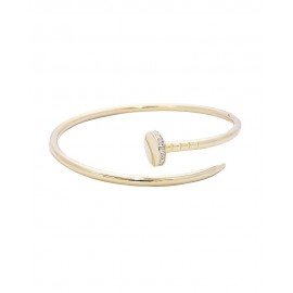 Nail Cuff With Crystal Accents Bracelet - Gold