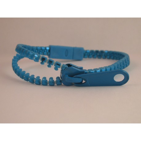 Metallic Medium Blue Zipper Bracelet
